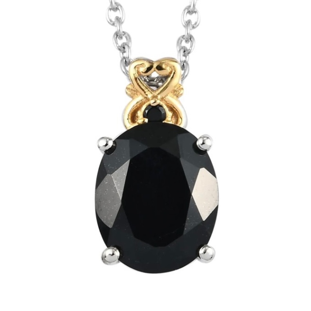NWT Black Tourmaline & Black Spinel Pendant and 20” in Necklace in 14KYG & .925! - Picture 1 of 10